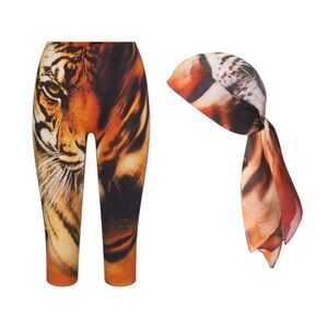 🔥NWT SKIMS x Roberto Cavalli Capri & Scarf 
TIGER FACE PRINT